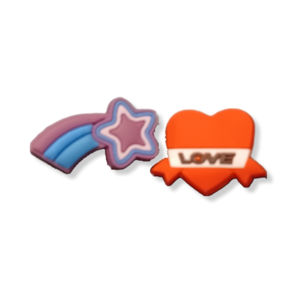 Croc Shooting Star/ Love Heart jibitz shoe charm bundle